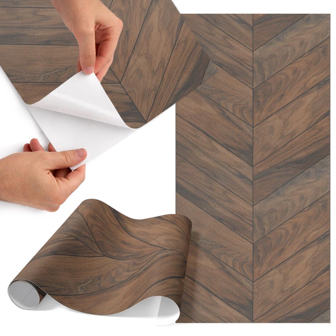 Sticker Simulate Wood Wood Texture Peel and Stick Sticker, Brown and Beige Self-adhesive ...