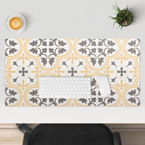 Plant ornament Desk Cover, Beige Desk Mat, Table Protector Pad, Backgrounds And Patterns Desk Pad, Office Decoration