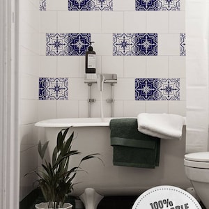 Dutch tradicional Tile stickers, Damask, PACK OF 24, Moroccan, Tile Decal, Self adhesive, Wall decal, Removable wallpaper, ceramic #43T