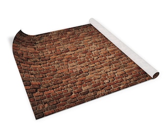 Old Red Brick Veneer Sheets, Self Adhesive Foil, Size 39.8x19.7 inch / 100x50 cm, Table Sticker, Waterproof Sticker