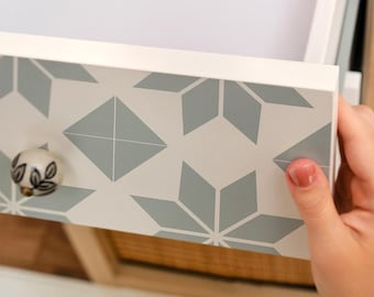 Geometric Elegance Peel And Stick Sticker, Gray And White Self-Adhesive Furniture Veneer, Minimalist Decal, Pattern Foil