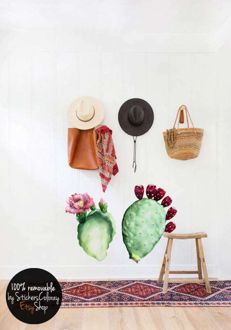 Cactus Wall Decal Cacti Removable Wall Sticker Reusable Etsy