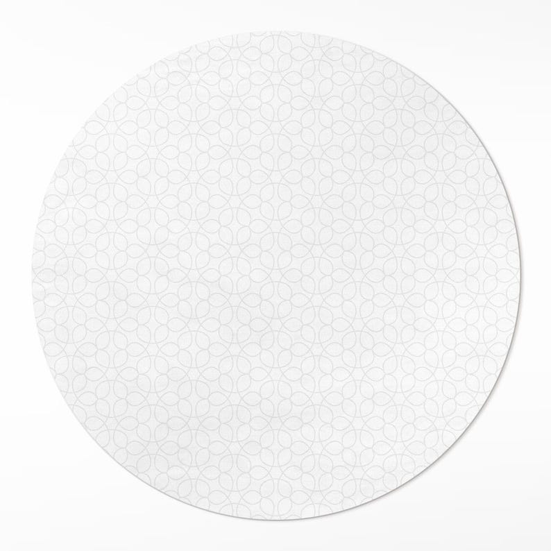White Design Round Rug Minimalist Modern Design Round Rug for Living Room, Patterns Vinyl ...