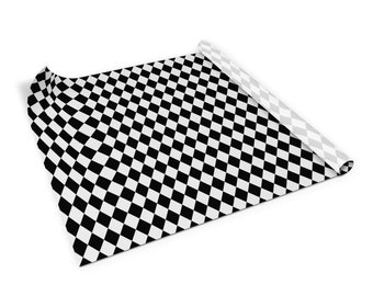 Oblique Chessboard Veneer Sheets, Self Adhesive Foil, Size 39.8x19.7 inch / 100x50 cm, Table Sticker, Waterproof Sticker