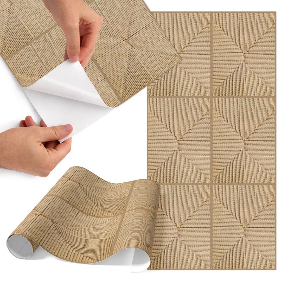 Braided Geometry Peel and Stick Sticker, Beige and Brown Self-adhesive ...