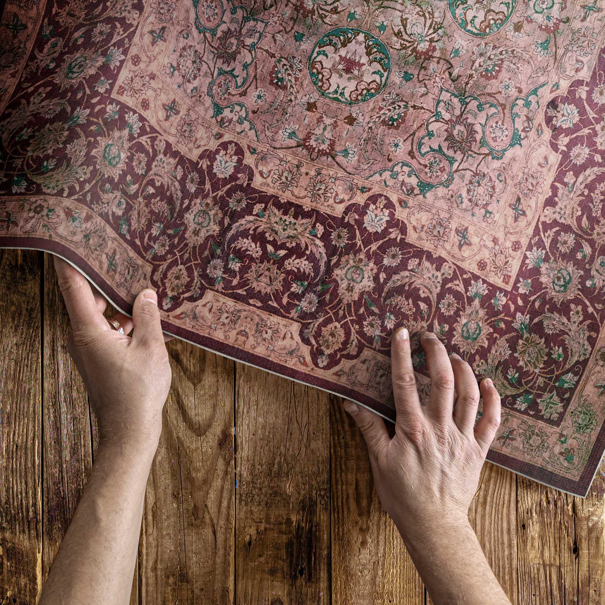 Antique Traditional Bedroom Rug, Patterns Vinyl Carpet, Red Vinyl Rug ...