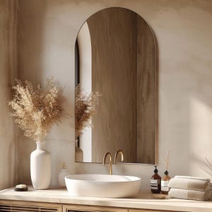 Cut Oval Mirror, Stylish Frameless Mirror, Tall Mirror, Luxury Decorative Mirror, Bathroom Aesthetic Mirror, Minimalist Interior Mirror
