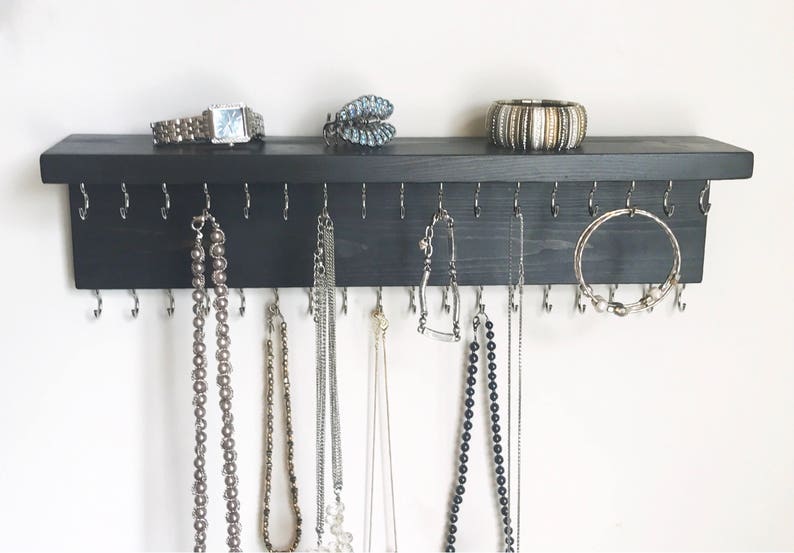 18 Black Jewelry Organizer Necklace Holder With Silver Etsy