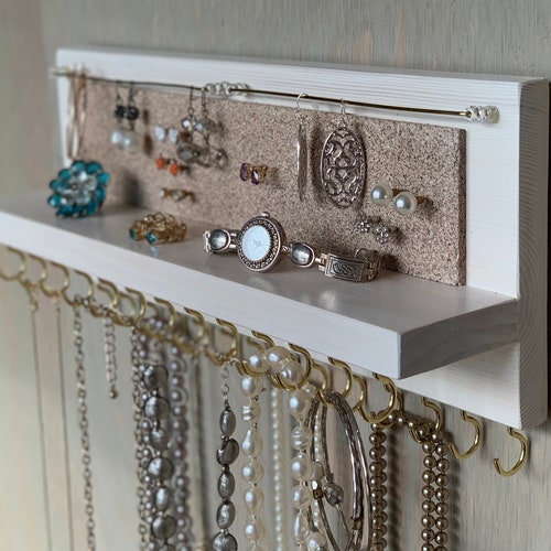 Wall Necklace Holder Hanging Jewelry Organizer Wall Etsy