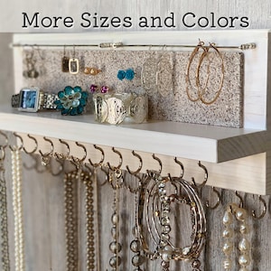 Jewelry Organizer Wall Mount | Necklace Holder | Earring Holder | Bracelet Holder | Rustic Cream