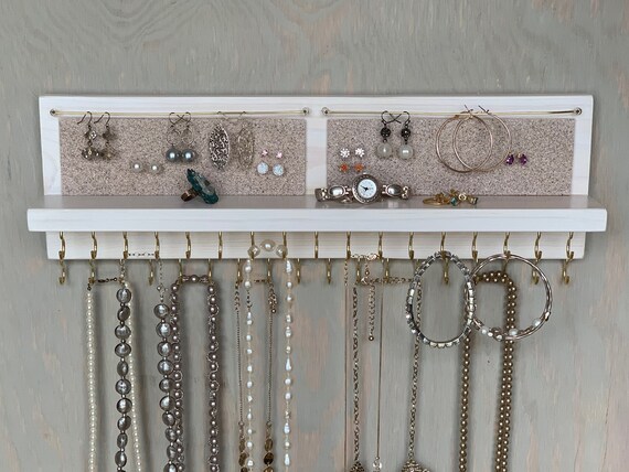 Necklace Rack, Wall Mounted, Jewelry Holder with Hooks