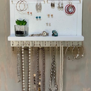 Jewelry Organizer Holder - Wall Mounted, XL Solid Necklaces Bracelets Earrings