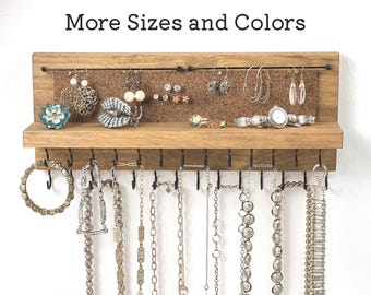 Wall-Mounted Jewelry Organizer, Driftwood Brown (Necklace, Earring, Bracelet Holder)