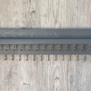 Jewelry Organizer Wall Mounted, Necklace Bracelet Holder, Rustic Gray image 5