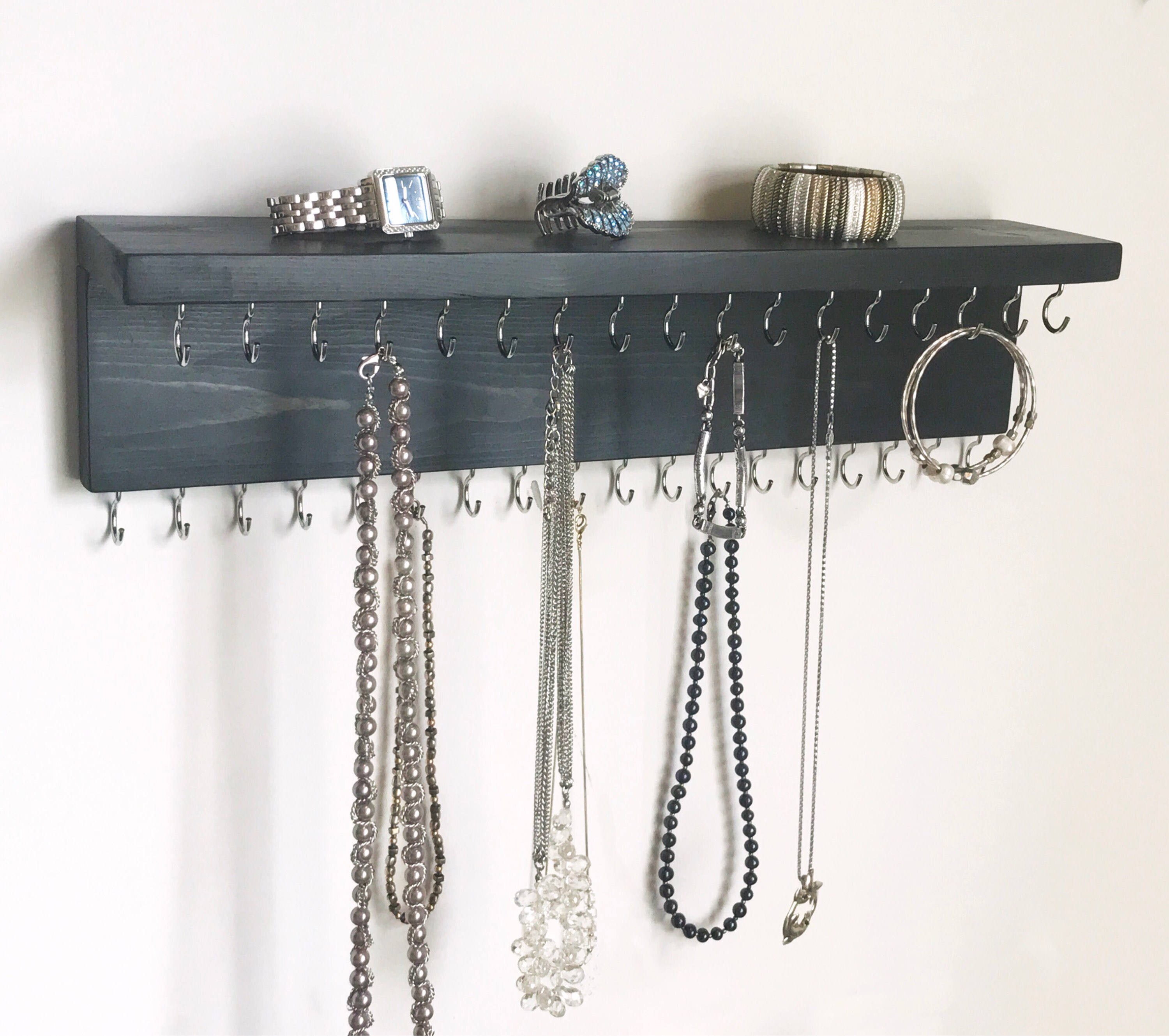 18 Black Jewelry Organizer Necklace Holder with Silver Etsy
