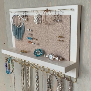 Jewelry Organizer Wall Mounted Holder for Necklaces Bracelets Earrings XL Rustic Cream