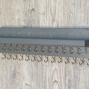 Jewelry Organizer Wall Mounted, Necklace Bracelet Holder, Rustic Gray image 4