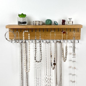 Jewelry Organizer Wall Mounted, Necklace Bracelet Holder, Driftwood Brown