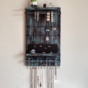 KMEOSCH Double-Sided Jewelry Organizer - Holds 300 Earrings & 30 Necklaces, Wall-Mounted, Space Saving