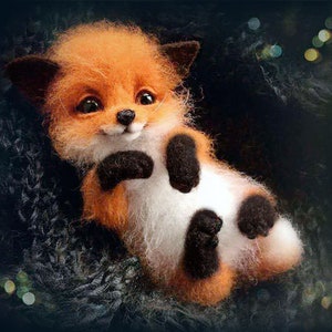 Needle Felting Baby Fox Kit. Colour Felting Wool. Craft Activity. DIY Beginner Felting. Birthday Gift. Mother's Day Gift. Needle Art Craft