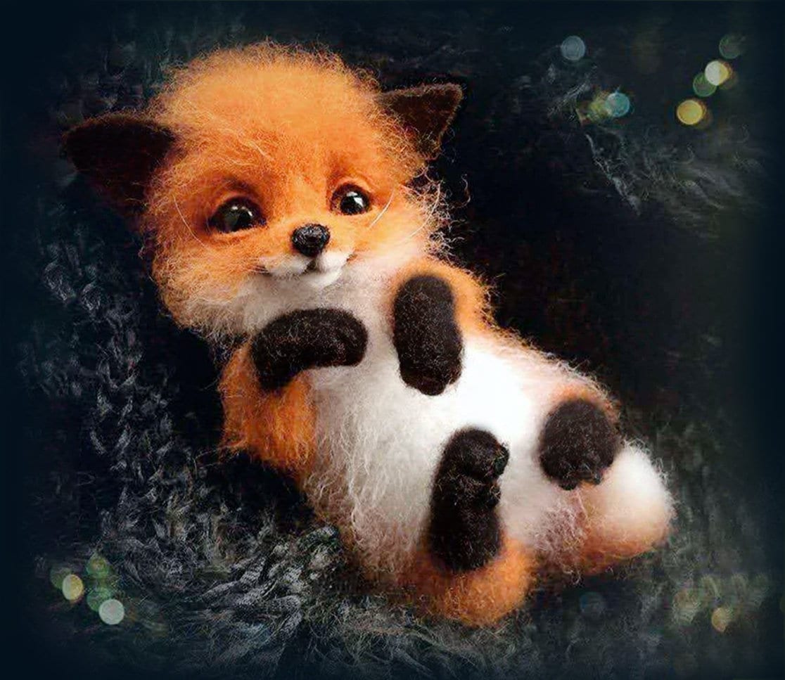 Needle Felting Baby Fox Kit. Colour Felting Wool. Craft Etsy