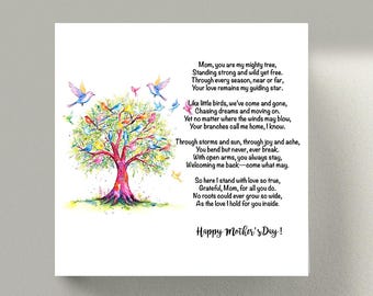 Heartfelt Mother's Day Poem Card: Tree Design, Sentimental Gift