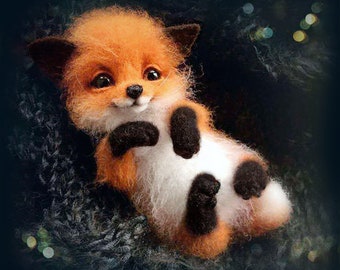 Needle Felting Kit: Red Baby Fox, Beginner Craft Activity