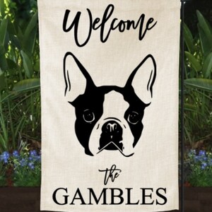 Boston Terrier dog garden flag, custom Boston Terrier family garden flag, Boston Terrier flag, porch decor , welcome sign, dog lover sign