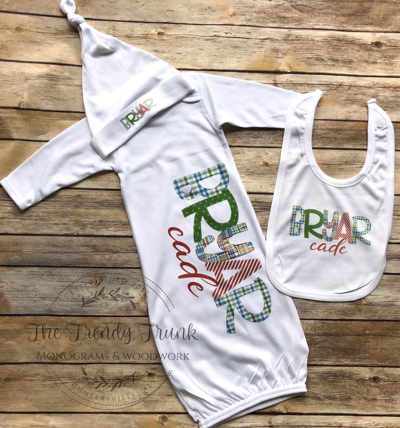 Personalized Baby Boy Gown Bring Home Outfit Baby Boy Etsy