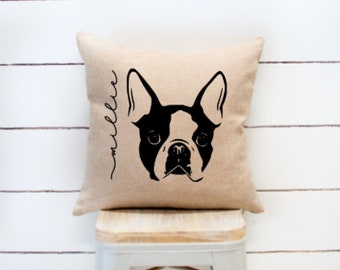 Multicolor TeezCo Boston Terrier Cool Boston Terrier Dog Graphic Pink Throw Pillow 18x18