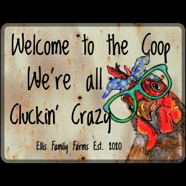 Personalized Chicken Coop Sign - Vintage Rust Chicken Coop Decor - Welcome to the coop - Chicken lover gift - Backyard chicken - Farm decor