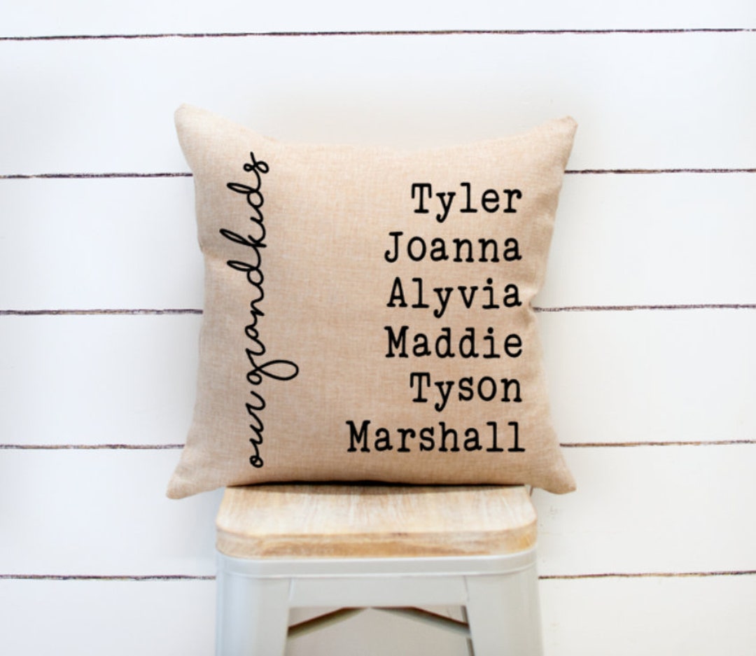 Our Grandkids Name Pillow Family Members Throw Pillow Etsy