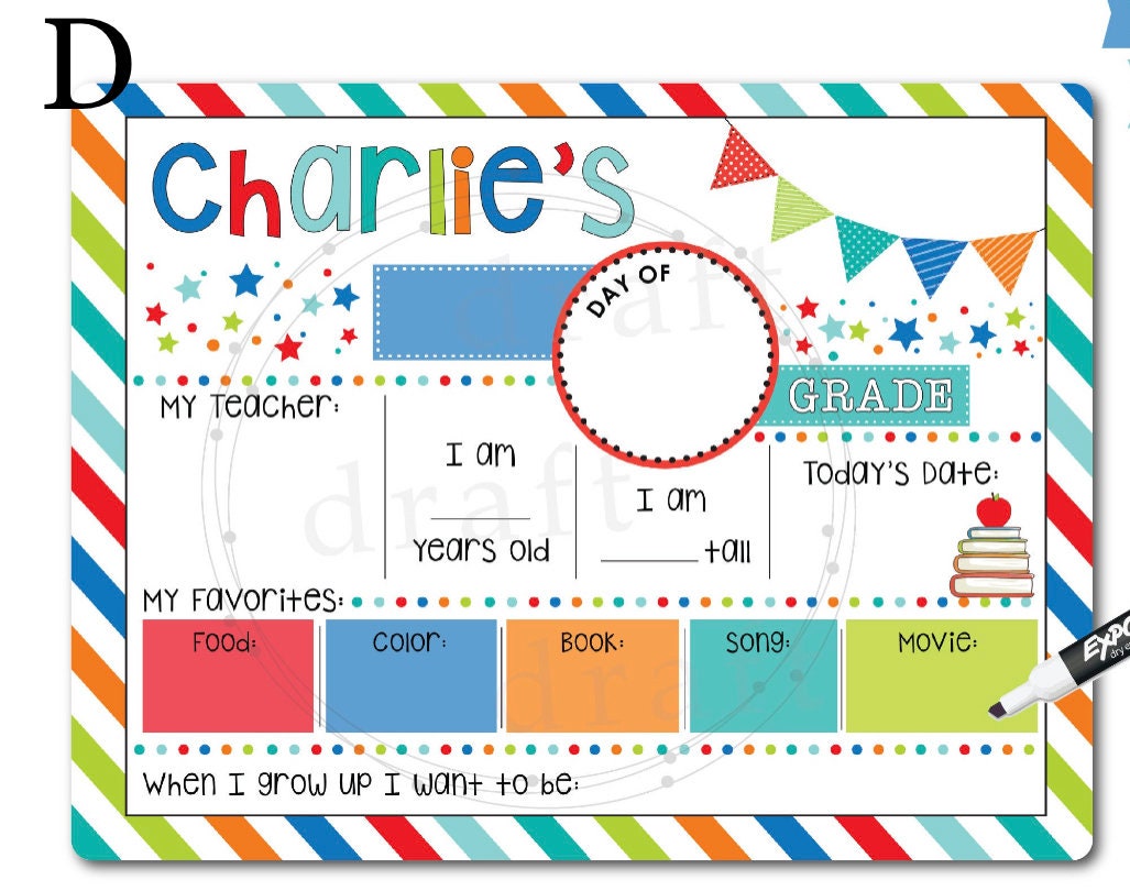 First Day of School Dry Erase Board Last Day of School Dry Etsy