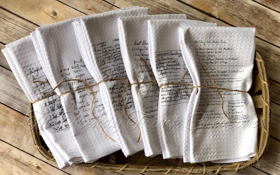 Handwritten recipe towels , recipe towel , Farm House Hand towels , tea towels, rustic towels, home decor , Kitchen decor , gift idea