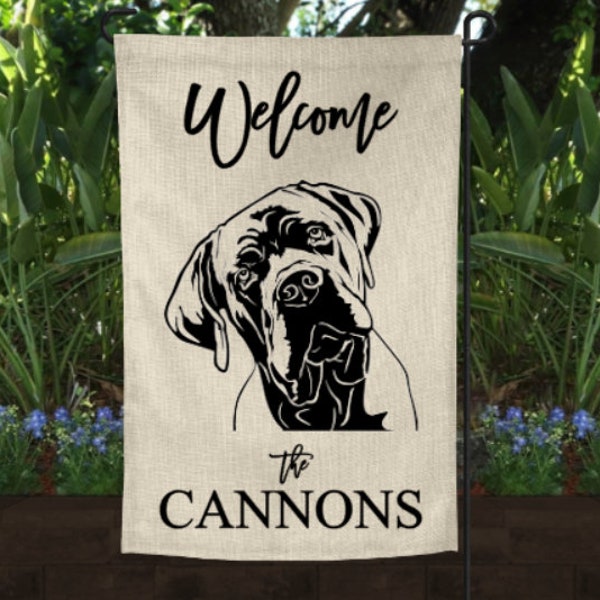 Cane Corso dog garden flag, custom Cane Corso family garden flag, Cane Corso flag, porch decor , welcome sign, dog lover sign , Cane Corso