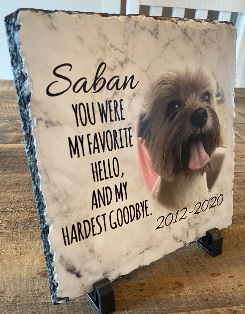 pet rock slate dog in memory of Pet memorial photo slate in memory of pet cat in memory off pet photo stone