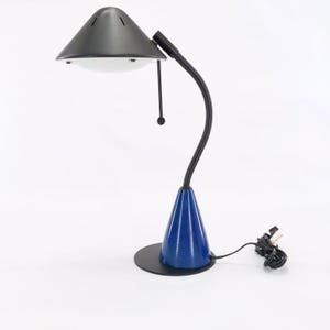 Vintage Rare Blue Post Modern 80s Memphis Style UFO Halogen Desk Lamp