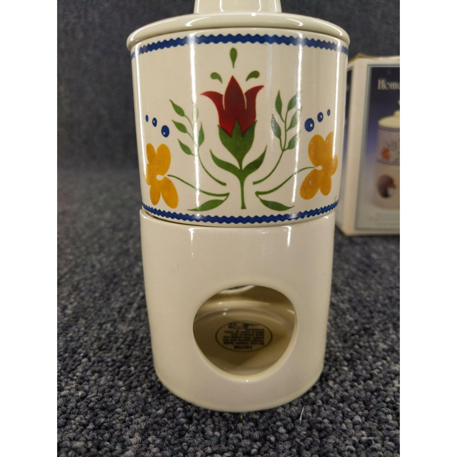 Hand-Painted Ceramic Potpourri Warmer - Art Deco Floral