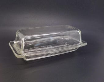 Vintage Pyrex Butter Dish Clear Glass Model 72-B Covered Server Lid