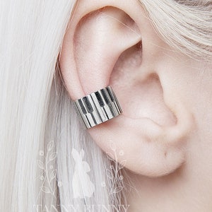 Unisex piano ear cuff no piercing, silver music earring