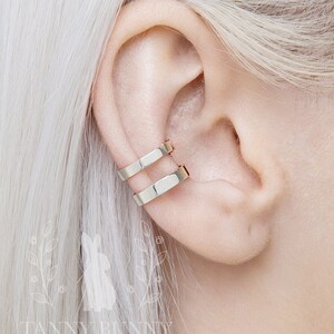 Silver ring ear cuff no piercing, fake piercing, cartilage earring