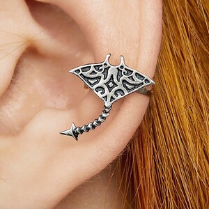Stingray Ohrschmeichler silber, Seastyle Ohrschmeichler ohne Piercing
