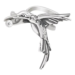 Humming bird ear cuff silver, No piercing ear cuff earring