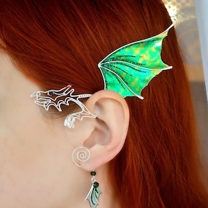 Dragon ear cuff dangle * Ear wrap no piercing * Dragon earring jewelry