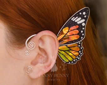 Monarch butterfly ear cuff no piercing, Fairy wing earring