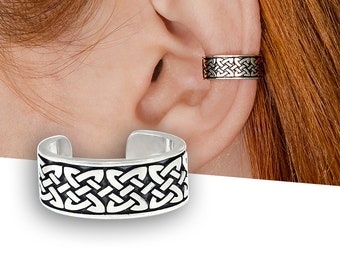 Celtic ear cuff no piercing, Silver ear cuff men, Celtic cartilage earring