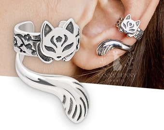 Japan cat ear cuff no piercing, Kitsune earcuff, cat earring