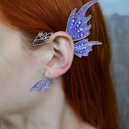 Dragon Ear Cuff Dangle Ear Wrap No Piercing Dragon Earring Etsy