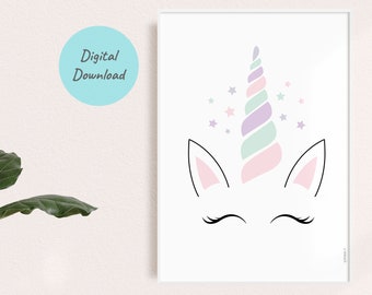 Unicorn Printable Set Girls Prints Room Decor Digital Unicorn Nursery Art Prints Baby Girl Wall Art Printable Gift