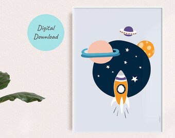 Space Poster Boys Galaxy Print 50 x 70 poster Outer Poster Spaceship Earth Neutral Wall Art Astronaut Printable